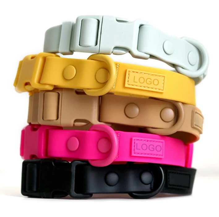 Collar de perro ajustable con correas recubiertas de PVC impermeables con logotipo personalizado